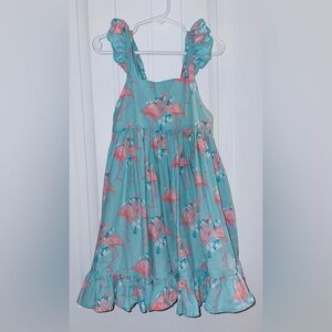 Eleanor Rose Girls Flamingo Print Boutique Sundress Tropical Ruffle Dress Sz 8